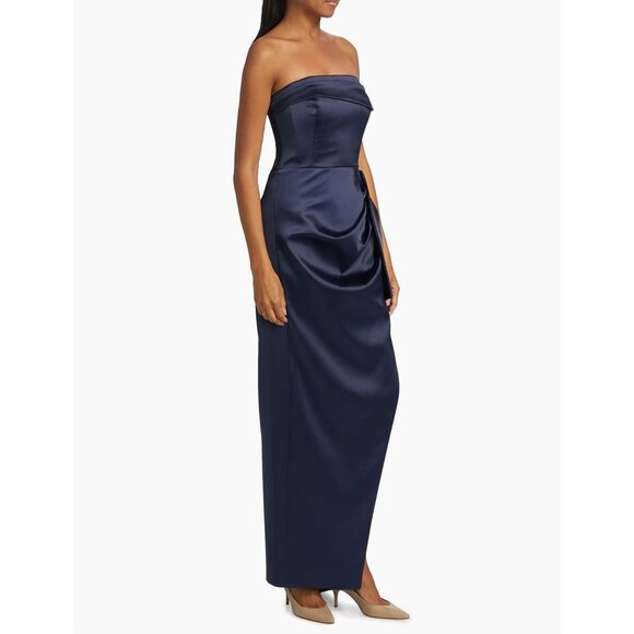 Nicholas the Label Erelyn Satin Strapless Gown Size 0 $595 - Picture 3 of 12